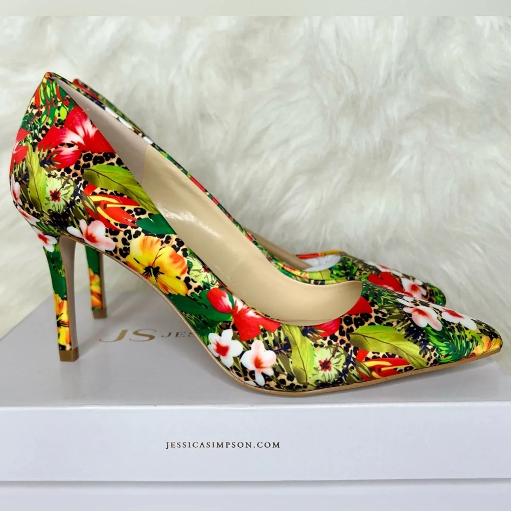 Jessica Simpson Apelhan Womens Pointed Closed Toe Stiletto Heel Pumps in Floral